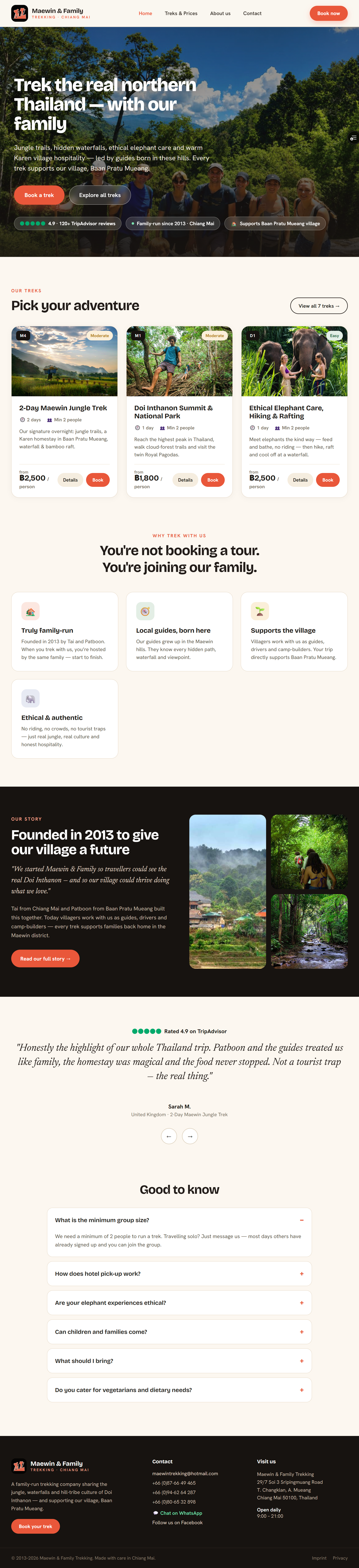 Maewin & Family Trekking website